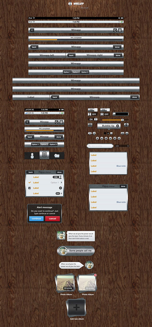 Wireapp Mobile UI Set - Metal Style