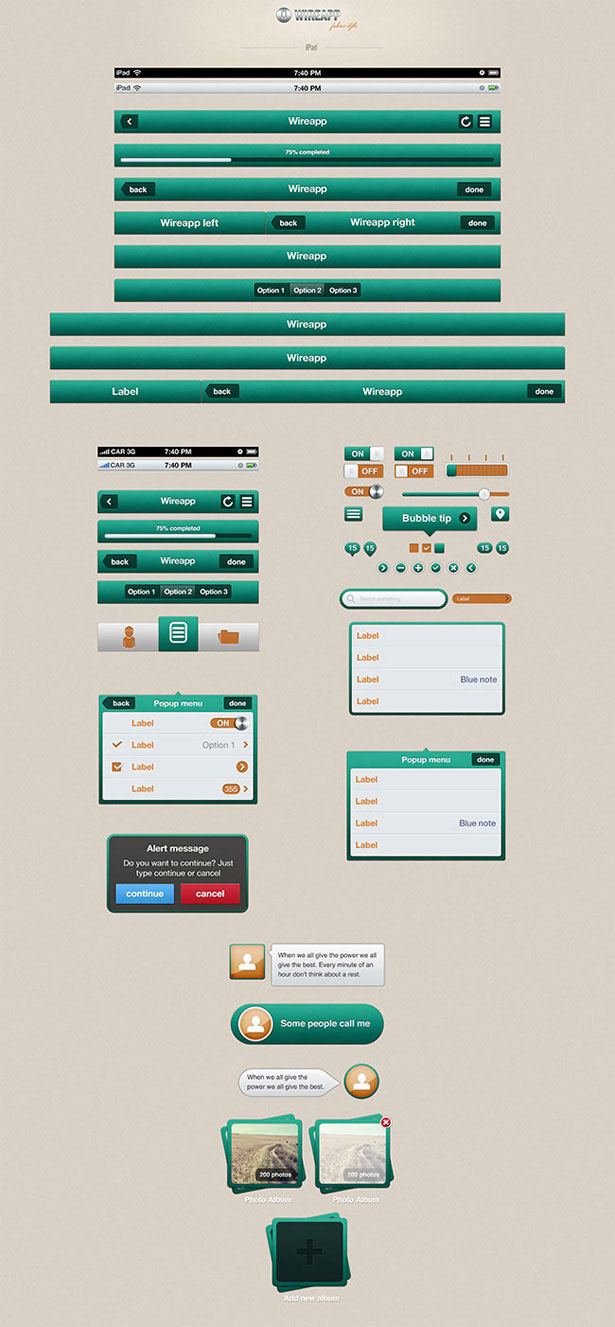 Wireapp Mobile UI Set - Fabric Style