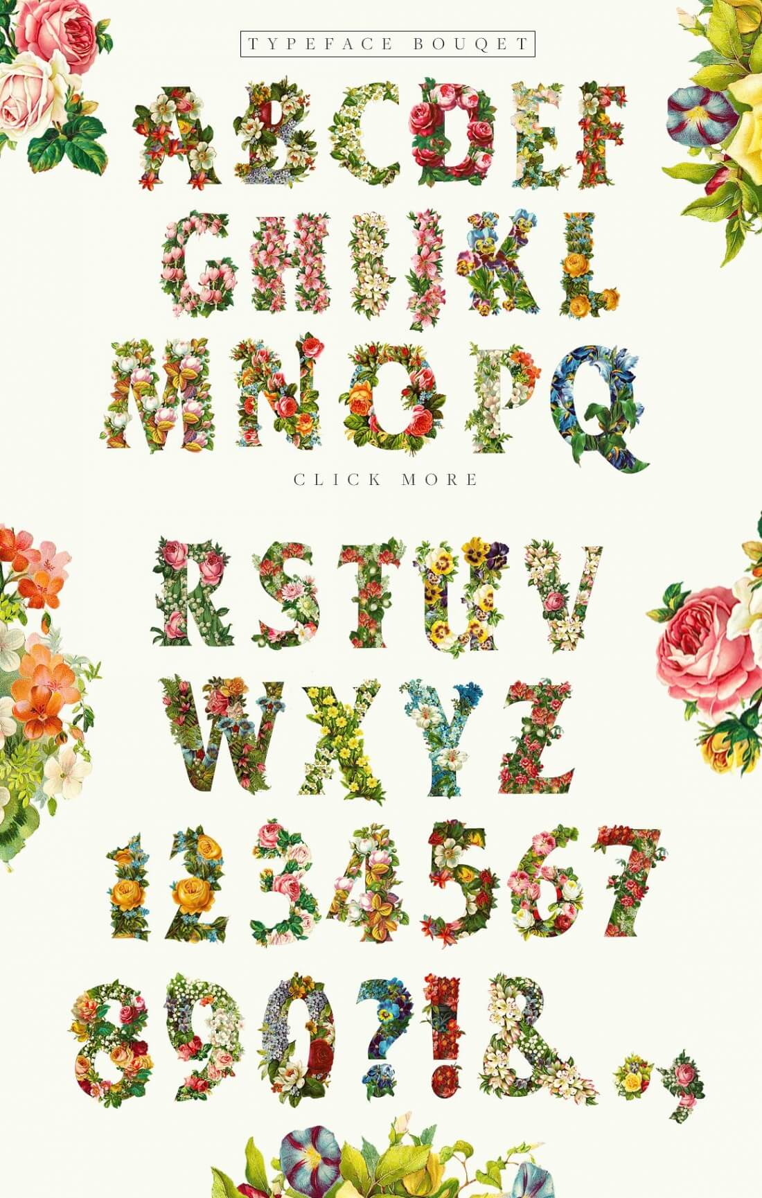 font glyphs list flower