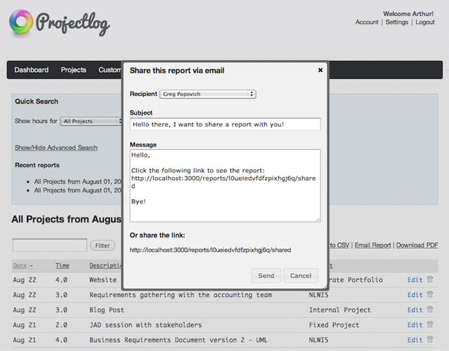 Projectlog Sharing