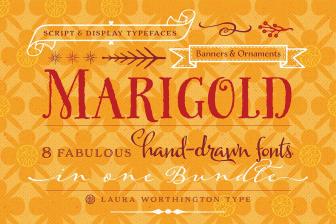 Marigold: Bundle of 8 Fabulous Hand-drawn Fonts from Laura Worthington