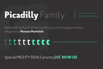 Piccadilly Font Family of 20 Modern Typefaces - only $12!