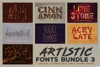 300+ Artistic Fonts Backgrounds Graphics & More from Cruzine - only $8!